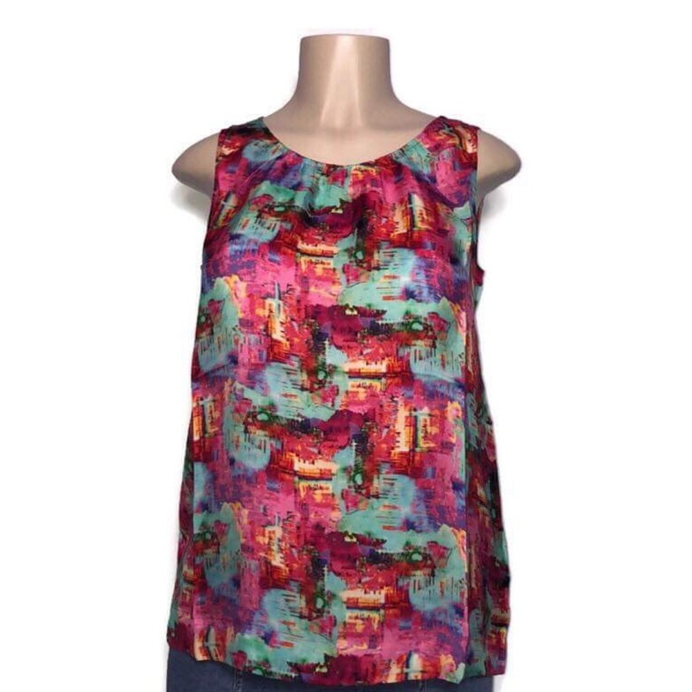 Tangerine NYC Jewel Neck Sleeveless Shell